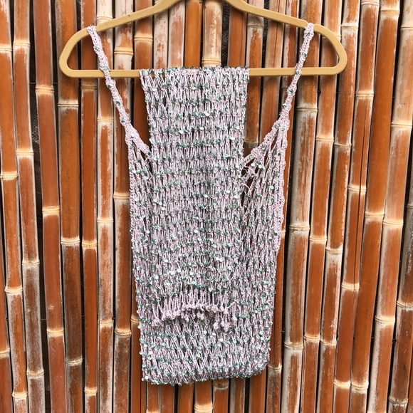 RAT & BOA Zinnia Dress *RARE* Open Crochet Knit with All-Over Sea Green Sparkles - Picture 12 of 13